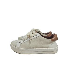 ☆ Coach Paddy Suede Lace Up Sneakers Shoes Chalk Ivory Brown Women's Size 6.5